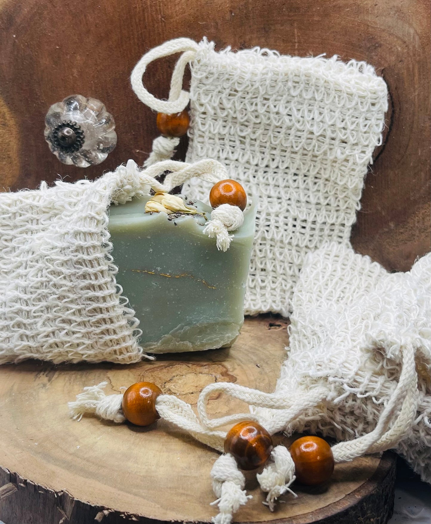 Soap Bag - Organic Cotton & Jute Rope